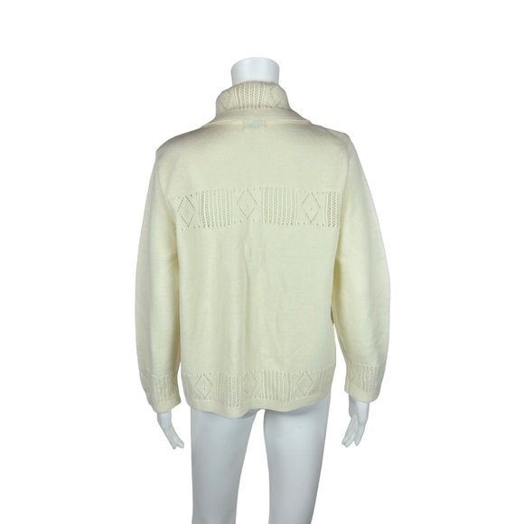 Vintage 60s Cream Cardigan Diamond Shapes Wintuk Sweater - Picture 9 of 10